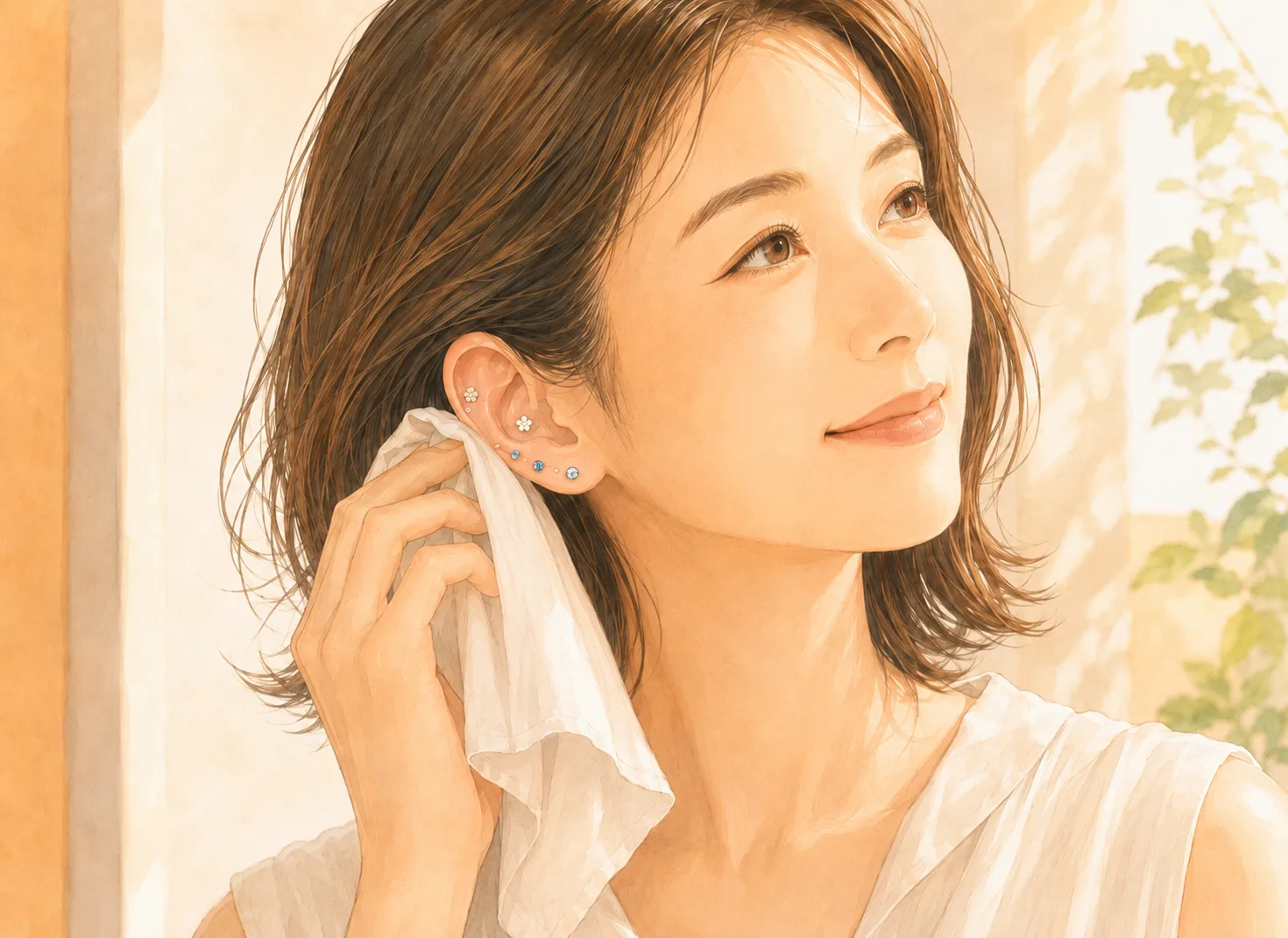 耳つぼジュエリーを汗や皮脂から守る。外れやすい時のケア術